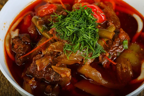 Uzbek noodle soup — Stock Image Uzbek noodle soup Stock Photo