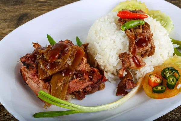 Boiled Pork with rice — Stock Photo, Image