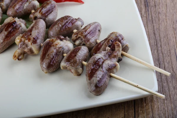 Hühnerherzen-Spieß — Stockfoto