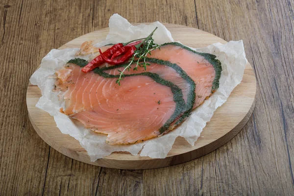 Sliced salmon with dill — Stock Photo, Image