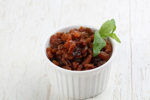 Sweet Raisins in the bowl — Stock Photo, Image