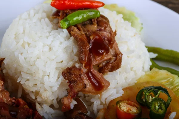 Carne di maiale con riso bollito — Foto Stock