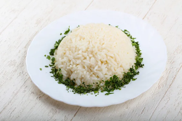 Arroz cozido no vapor com salsa — Fotografia de Stock