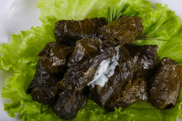 Gevulde vlees in druivenbladeren — Stockfoto