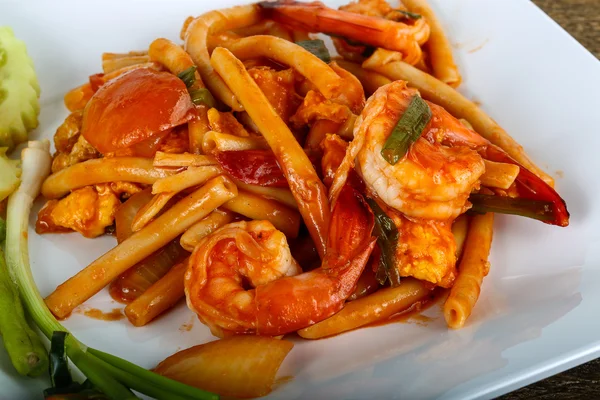 Spicy Pasta with seafood — Stock Photo, Image