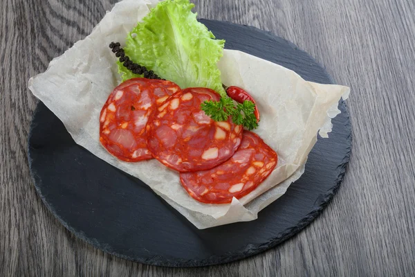 Pikantne kiełbasy Chorizo — Zdjęcie stockowe