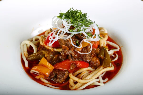 Traditional Lagman soup — Stock Image Traditional Lagman soup Royalty Free Stock Images
