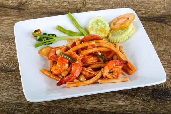 Spicy Pasta with seafood — Stock Photo, Image