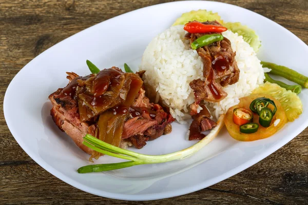 Pork with Boiled rice — Stock Photo, Image