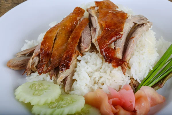 Pato assado com arroz — Fotografia de Stock