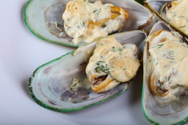 Krema soslu fırında midye