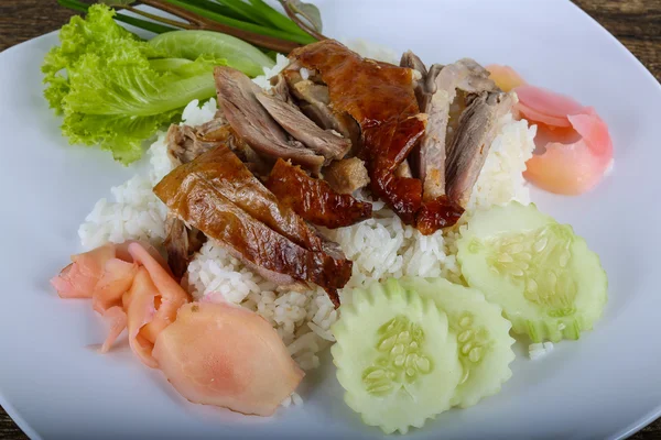 Roasted duck with rice — Stock Photo, Image