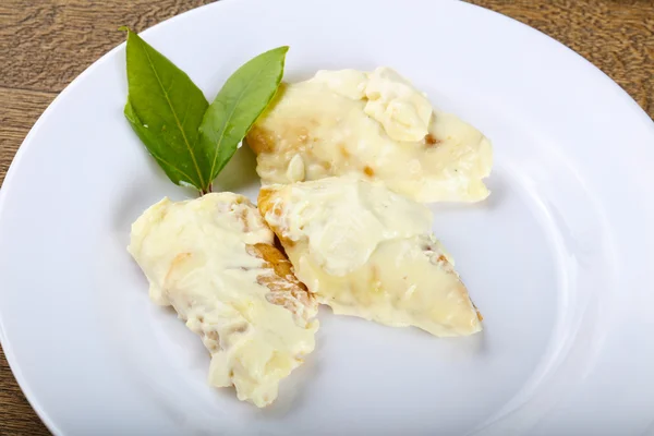 Baked perch in cream sauce — Stock Image Baked perch in cream sauce Royalty Free Stock Photos