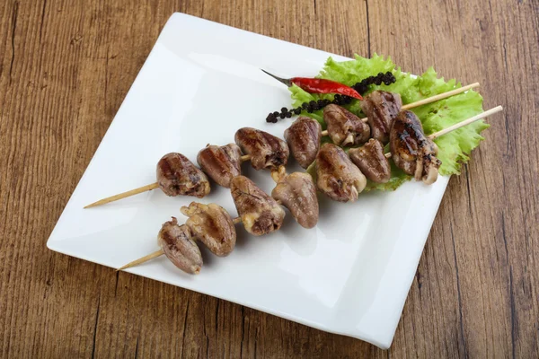 Brocheta corazones de pollo — Foto de Stock