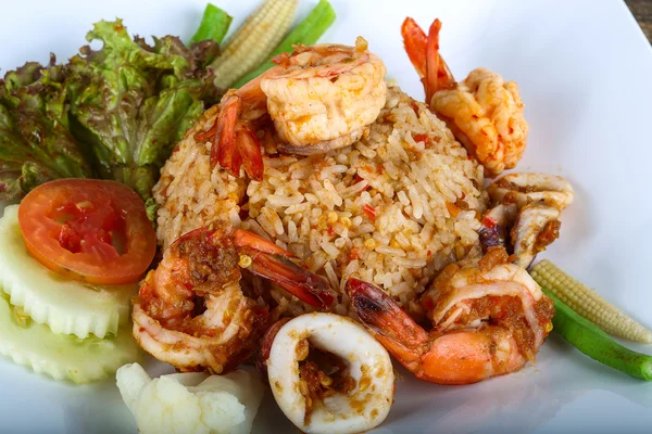 Fried rice with seafood Stock Photo