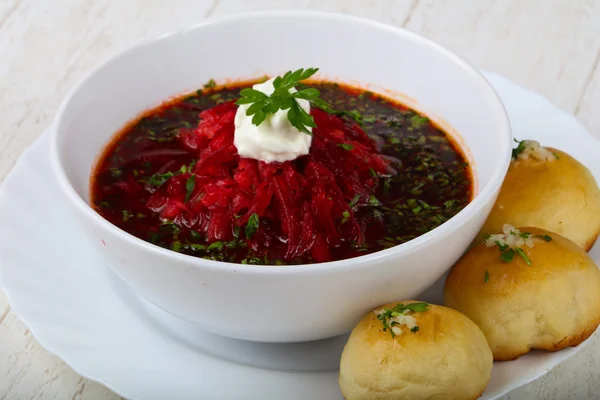 Soupe traditionnelle russe au bortsch — Photo