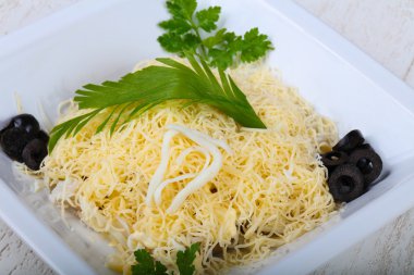 Lezzetli kalamar salatası 