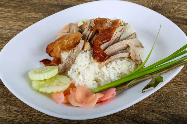 Pato asado con arroz — Foto de Stock