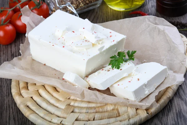 Delizioso formaggio feta — Foto Stock