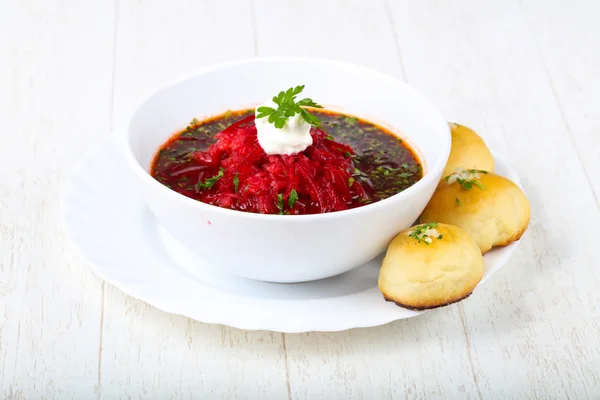 Русский традиционный борщовый суп — стоковое фото