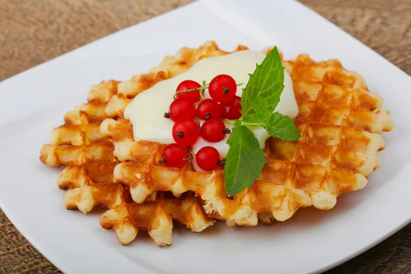 Waffle with red currants — Stock Photo, Image