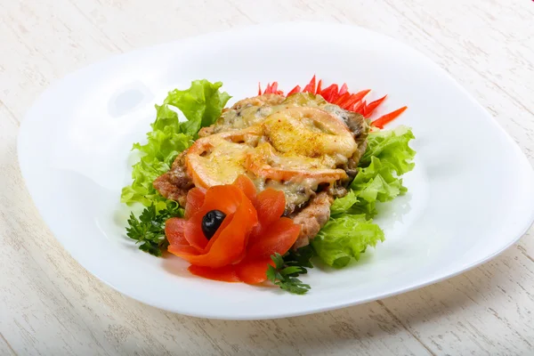 Chicken with mushroom and cheese — Stock Photo, Image