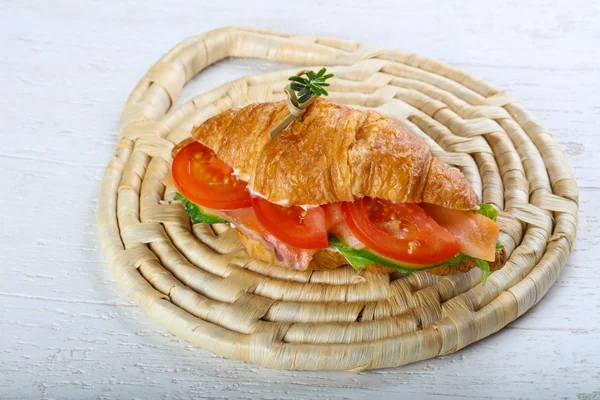 Delicious Croissant with salmon — Stock Photo, Image