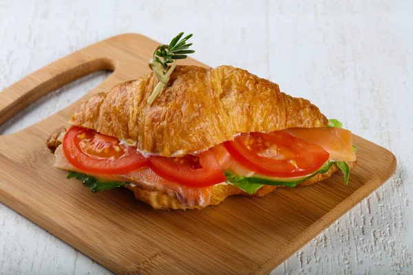 Delicious Croissant with salmon — Stock Photo, Image