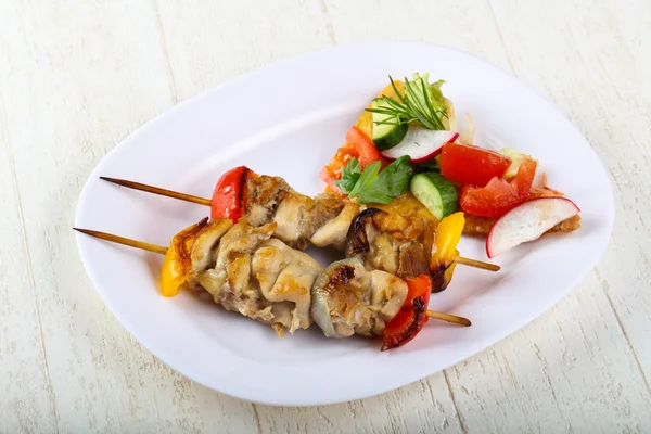 Chicken skewer with bell pepper — Stock Photo, Image