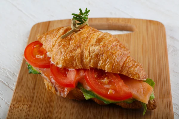 Delicious Croissant with salmon — Stock Photo, Image