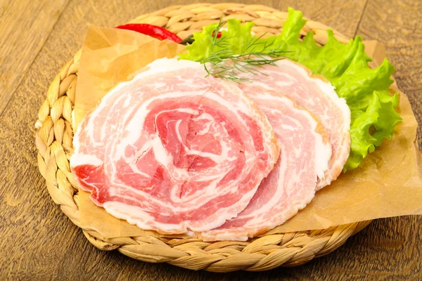 Панчетта-свиной бекон — стоковое фото