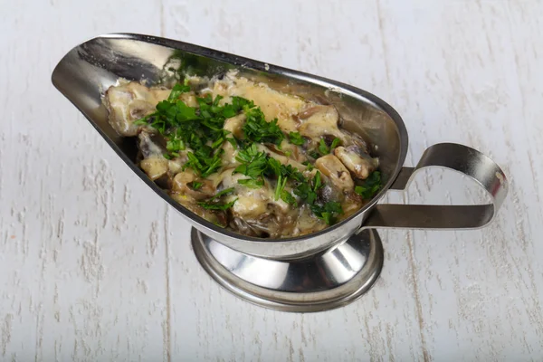 Cocotte julienne with mushroom — Stock Photo, Image