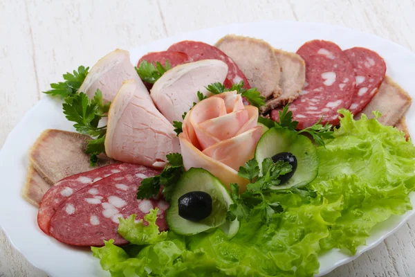 Enchidos e mistura de carne — Fotografia de Stock