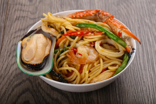 Delicious Seafood spaghetti — Stock Photo, Image