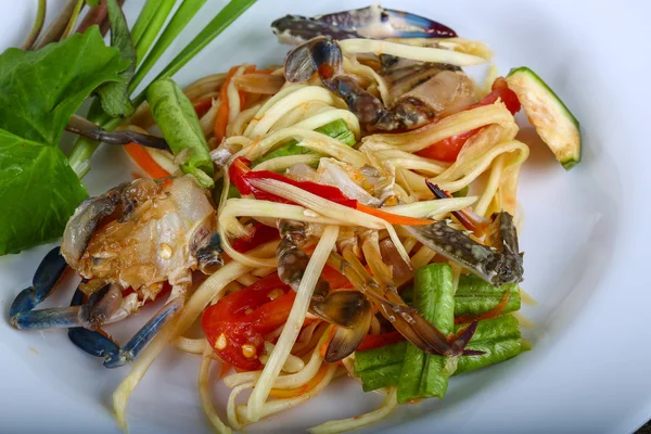 Lahodné thajské koření krabí salát — Stock fotografie
