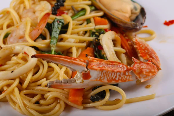 Delicious Seafood spaghetti — Stock Photo, Image