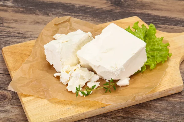 Feta Tradizionale Greca Formaggio Morbido Nel Piatto — Foto Stock