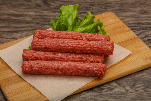 Raw Beef Sausages Spices Grill — Stock Photo, Image