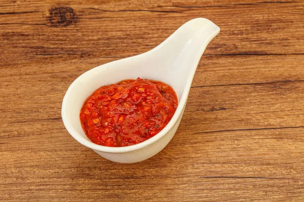 Sauce Épicée Piquante Aux Tomates Dans Bol — Photo