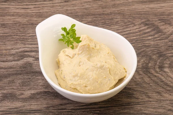 Alimentation Végétalienne Trempette Houmous Huile Olive — Photo