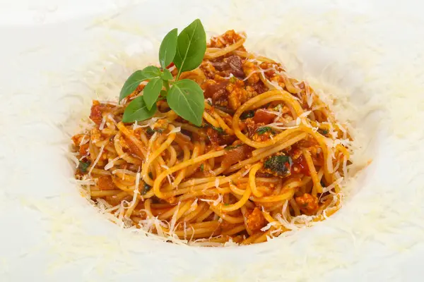 Spaghetti Alla Bolognese Con Carne — Foto Stock