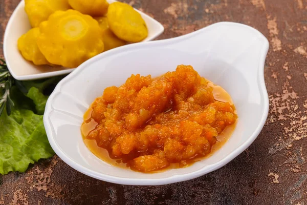 Zucchini squash caviar in the bowl