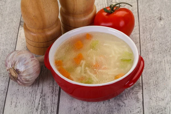 Sopa Pollo Con Fideos Zanahoria Apio — Foto de Stock