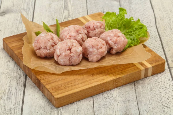 Homemade Raw Pork Minced Meatball Ready Cooking — Stock Photo, Image