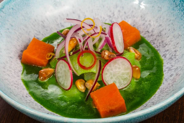 Ceviche Con Salsa Pescado Verduras — Foto de Stock