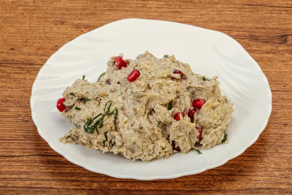 Vagan Dietética Cusine Berinjela Mutabal Com Sementes Granito — Fotografia de Stock