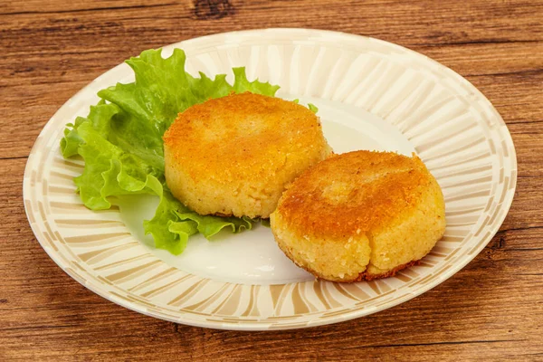 Cuisine Végétalienne Côtelette Pommes Terre Rôtie Dans Assiette — Photo