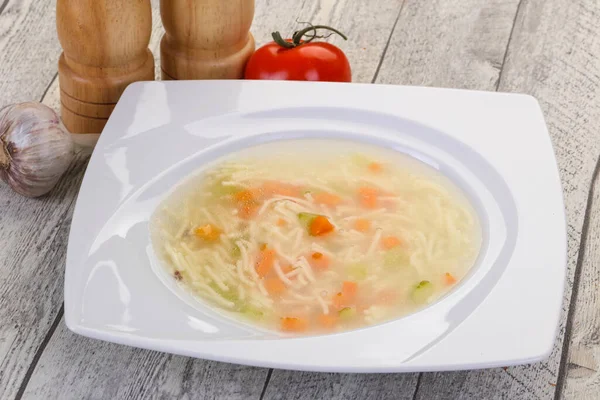 Sopa Pollo Con Fideos Zanahoria Apio — Foto de Stock