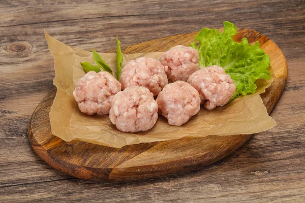 Homemade Raw Pork Minced Meatball Ready Cooking — Stock Photo, Image
