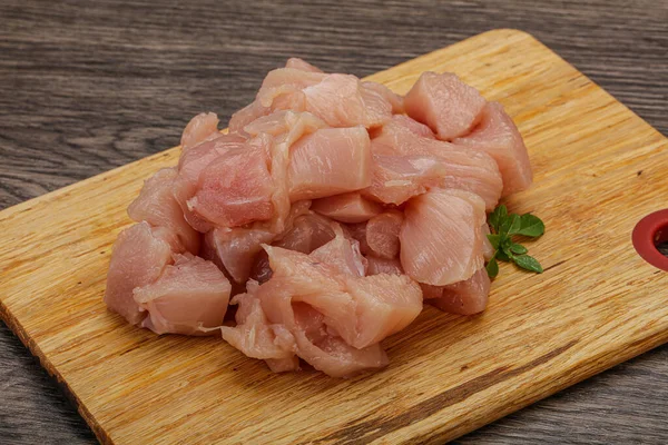 Raw diced chicken breast for cooking